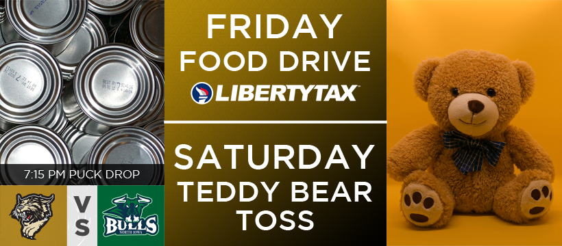 Food Drive and Teddy Bear Toss This Weekend!